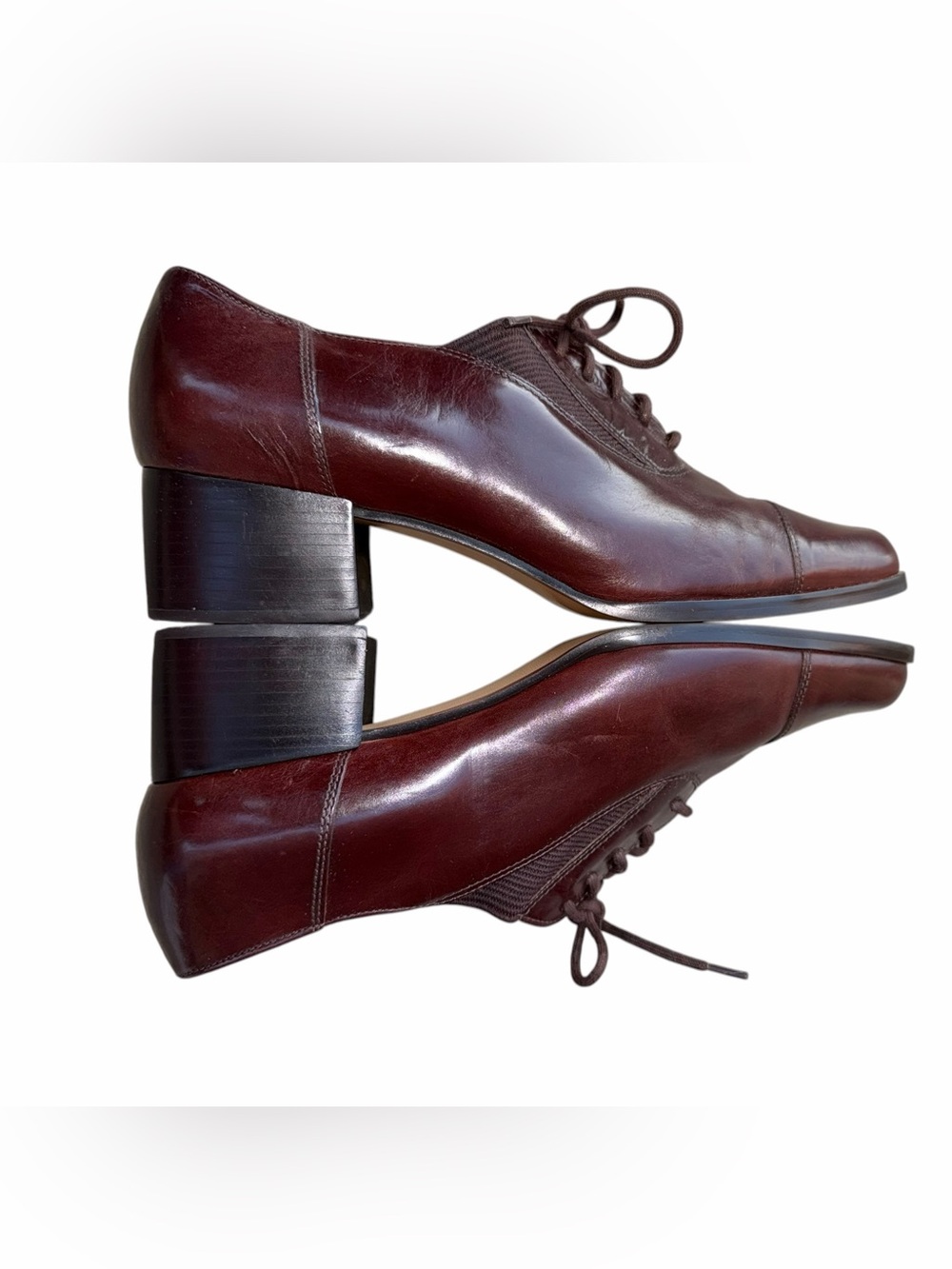 Enzo Angiolini Women’s Dark Burgundy Leather Lace-Up Oxford Heels Size 8